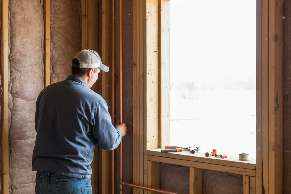 Licensed plumber running new copper supply lines in a Lawrenceburg home
