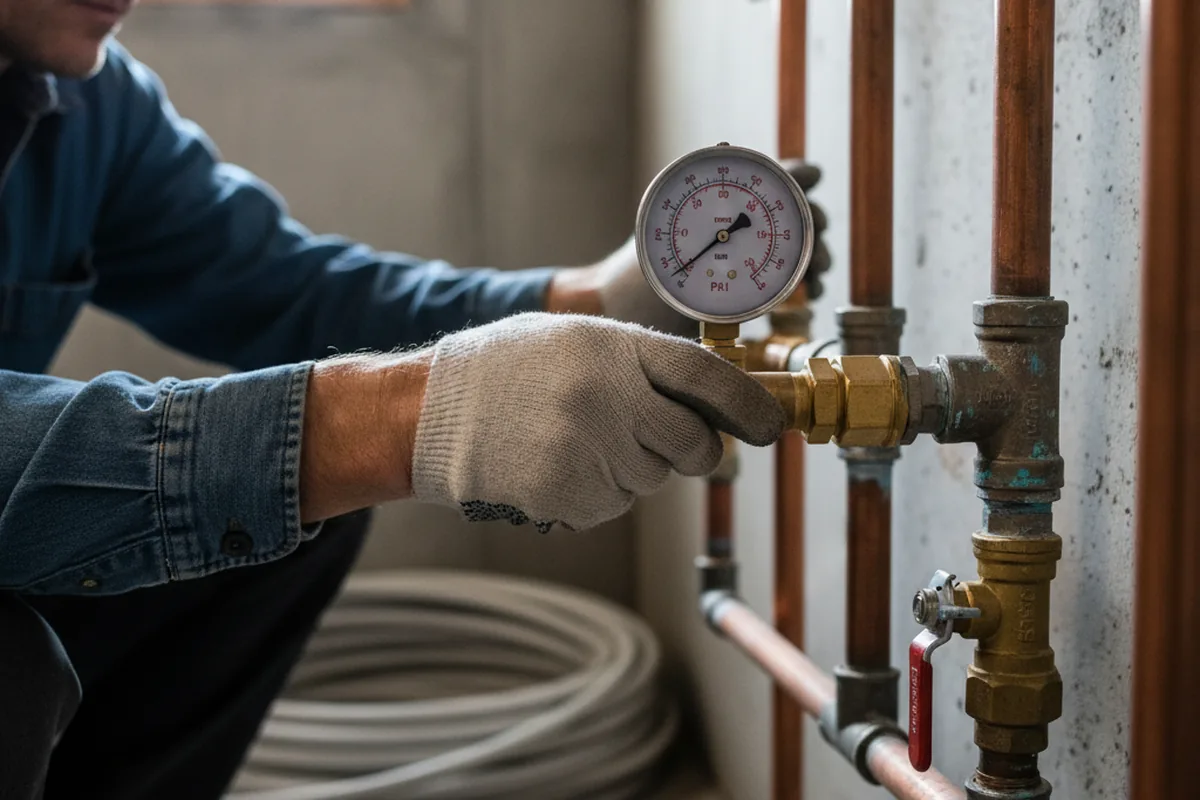 Pressure testing a repaired line during Water Line Repair in Lawrenceburg